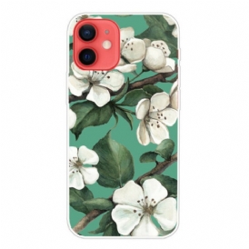 Cover iPhone 13 Mini Fiori Bianchi Dipinti