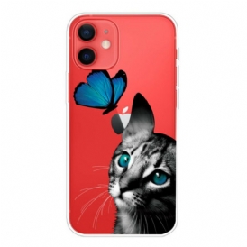 Cover iPhone 13 Mini Gatto E Farfalla