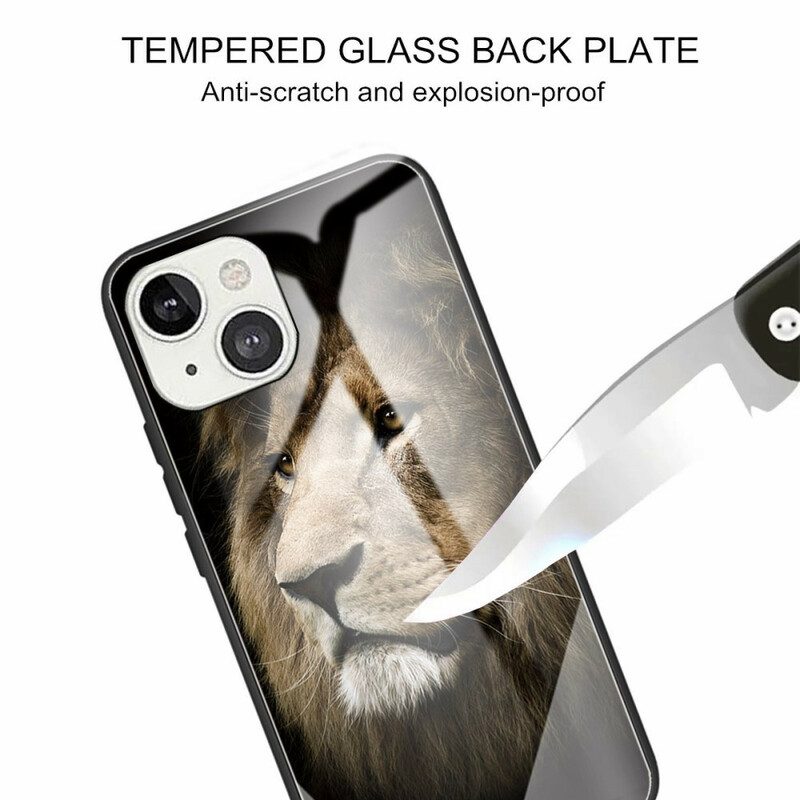 Cover iPhone 13 Mini Testa Di Leone In Vetro Temperato