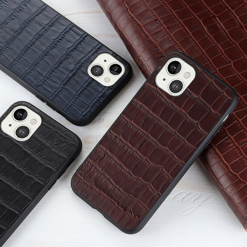 Cover iPhone 13 Mini Vera Pelle Di Coccodrillo