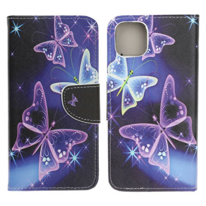 Custodia A Portafoglio iPhone 13 Mini Farfalle Moderne