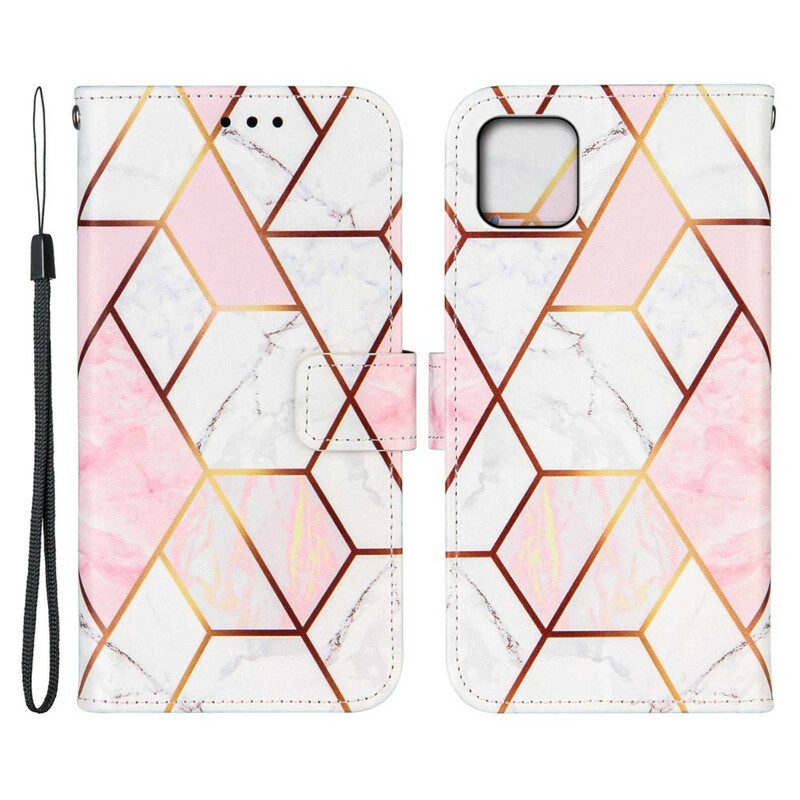 Custodia A Portafoglio iPhone 13 Mini Marmo Geometrico