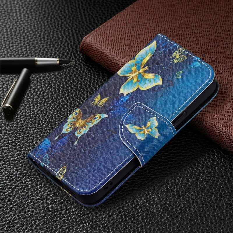 Custodia in pelle iPhone 13 Mini Re Farfalle