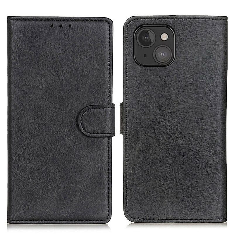 Custodia in pelle iPhone 13 Mini Retro Effetto Pelle Opaca