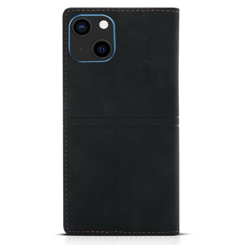 Folio Cover iPhone 13 Mini Custodia in pelle Chiusura Magnetica Con Cuciture In Pelle Stile