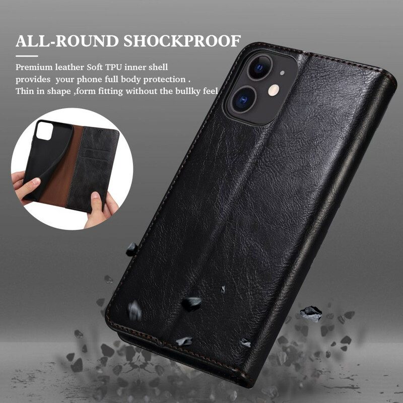 Folio Cover iPhone 13 Mini Custodia in pelle Ecopelle Cerata