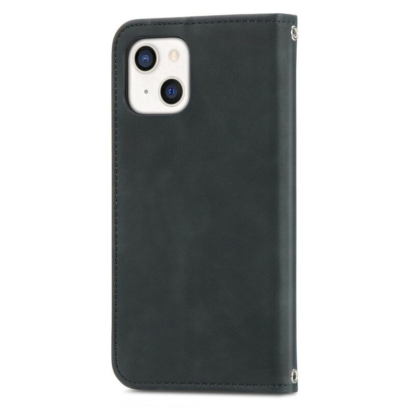 Folio Cover iPhone 13 Mini Custodia in pelle Tocco Di Pelle