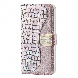 Folio Cover iPhone 13 Mini Diamanti Coccodrillo