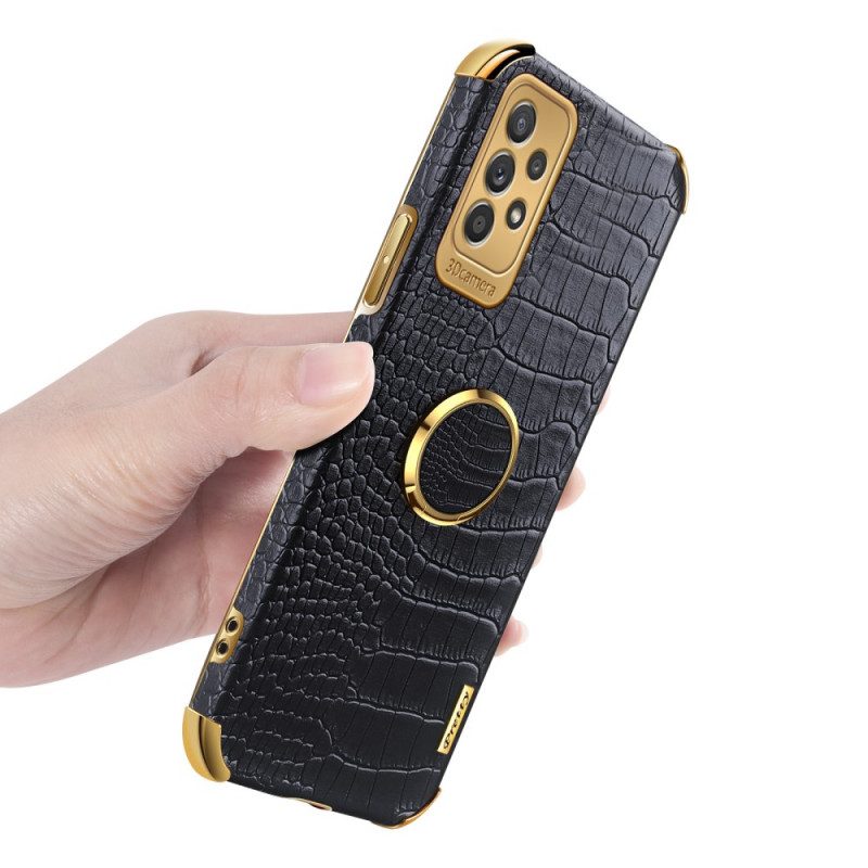 Cover Samsung Galaxy A33 5G Anello-supporto Effetto Pelle Di Coccodrillo