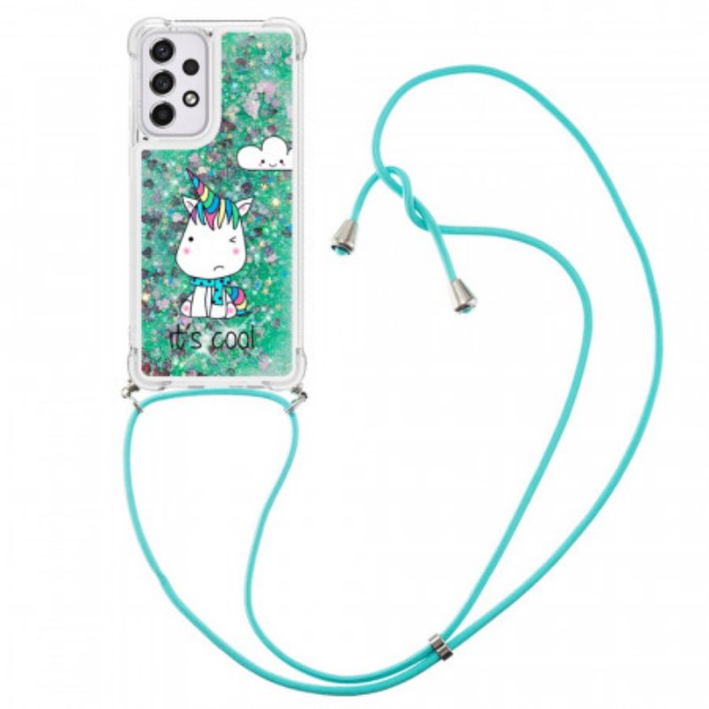 Cover Samsung Galaxy A33 5G Coulisse Con Glitter Unicorno