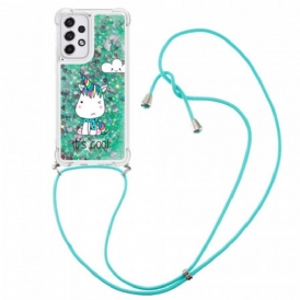 Cover Samsung Galaxy A33 5G Coulisse Con Glitter Unicorno