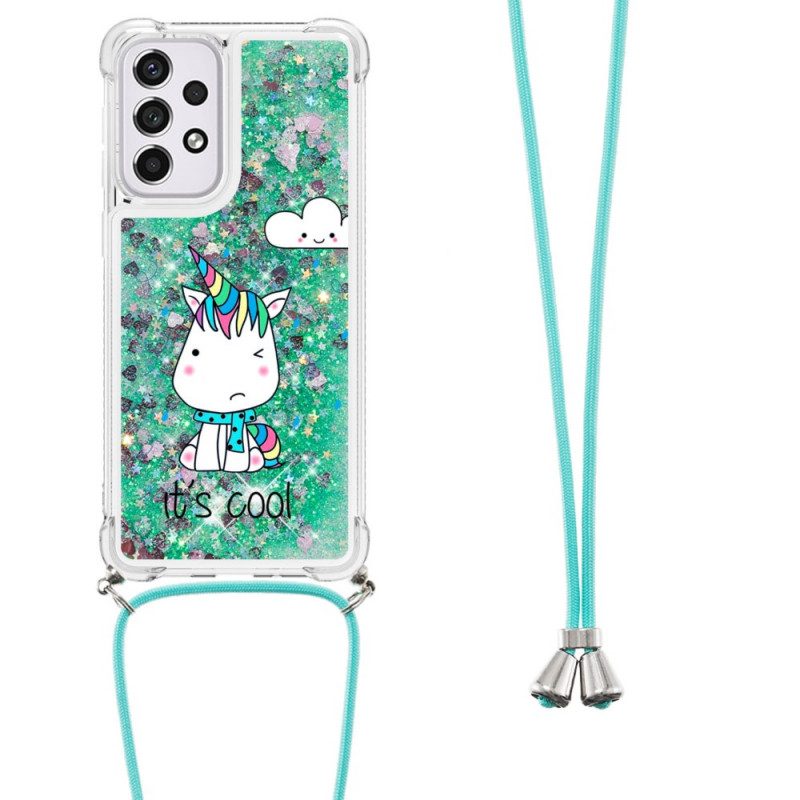 Cover Samsung Galaxy A33 5G Coulisse Con Glitter Unicorno