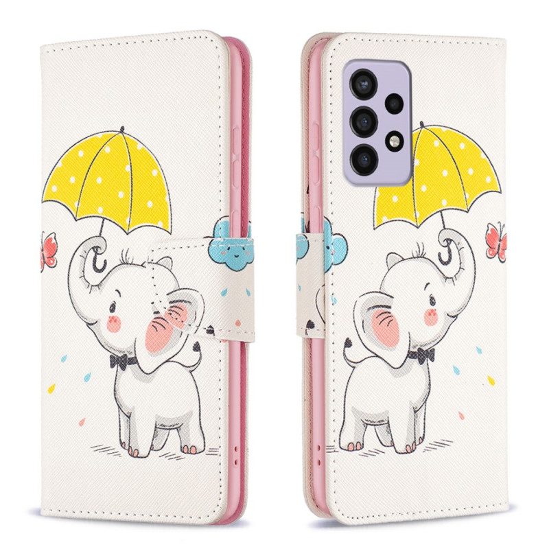 Custodia in pelle Samsung Galaxy A33 5G Cucciolo Di Elefante