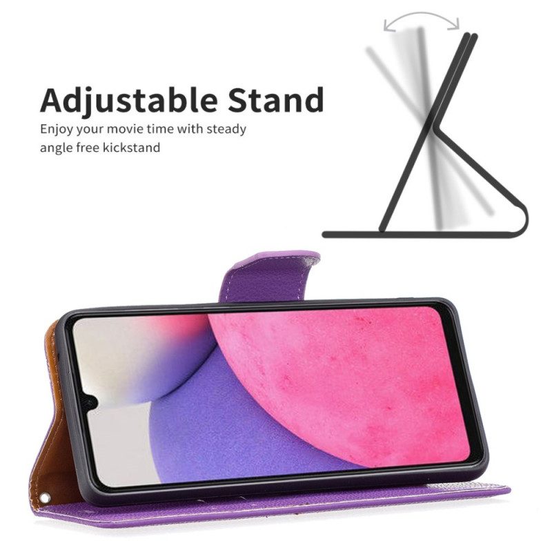 Custodia in pelle Samsung Galaxy A33 5G Lychee Chiusura Obliqua
