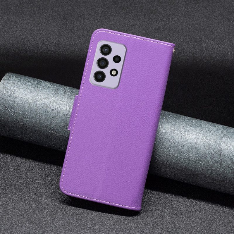Custodia in pelle Samsung Galaxy A33 5G Lychee Chiusura Obliqua