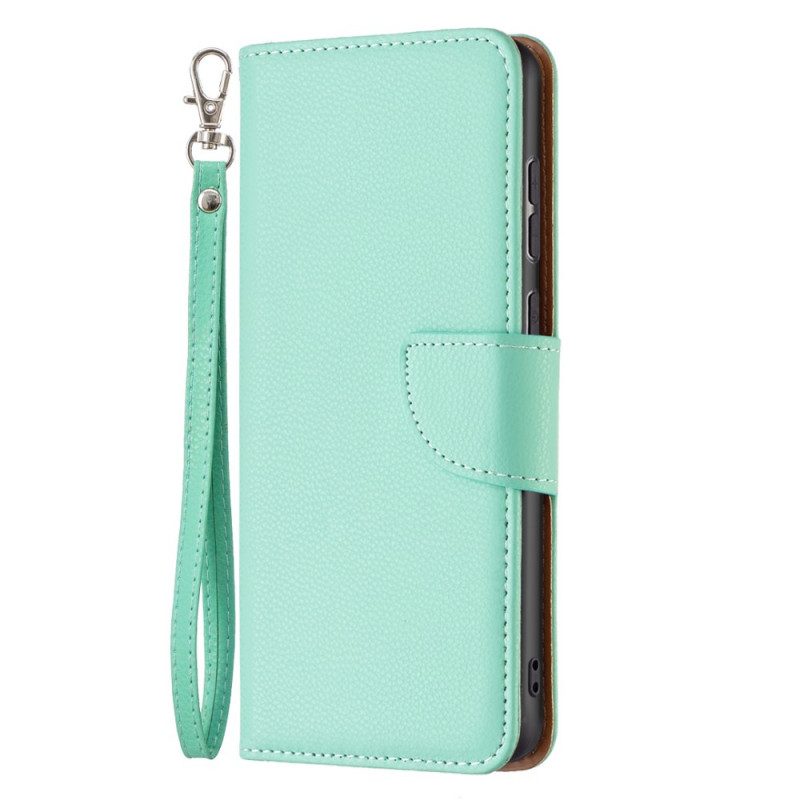 Custodia in pelle Samsung Galaxy A33 5G Lychee Chiusura Obliqua