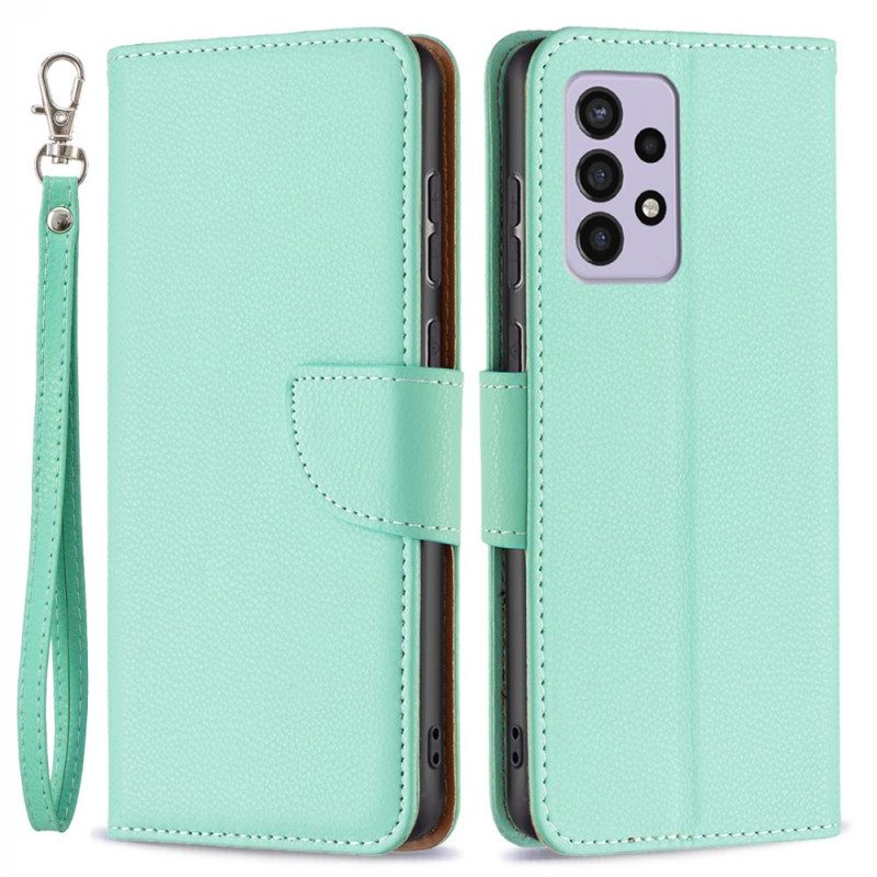 Custodia in pelle Samsung Galaxy A33 5G Lychee Chiusura Obliqua