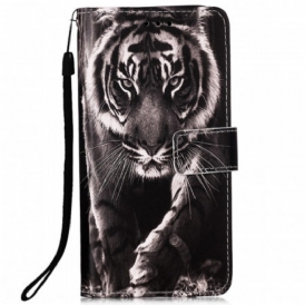 Custodia in pelle Samsung Galaxy A33 5G Strappy Notte Tigre