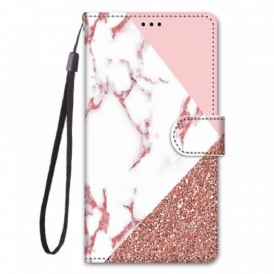 Custodia in pelle Samsung Galaxy A33 5G Triangolo In Marmo E Glitter