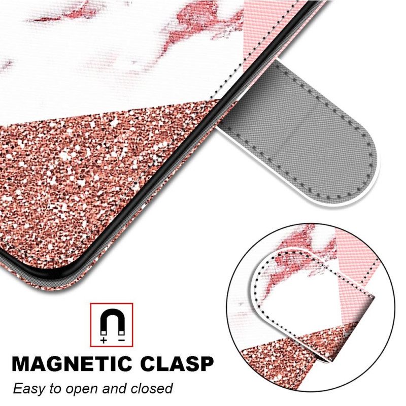 Custodia in pelle Samsung Galaxy A33 5G Triangolo In Marmo E Glitter