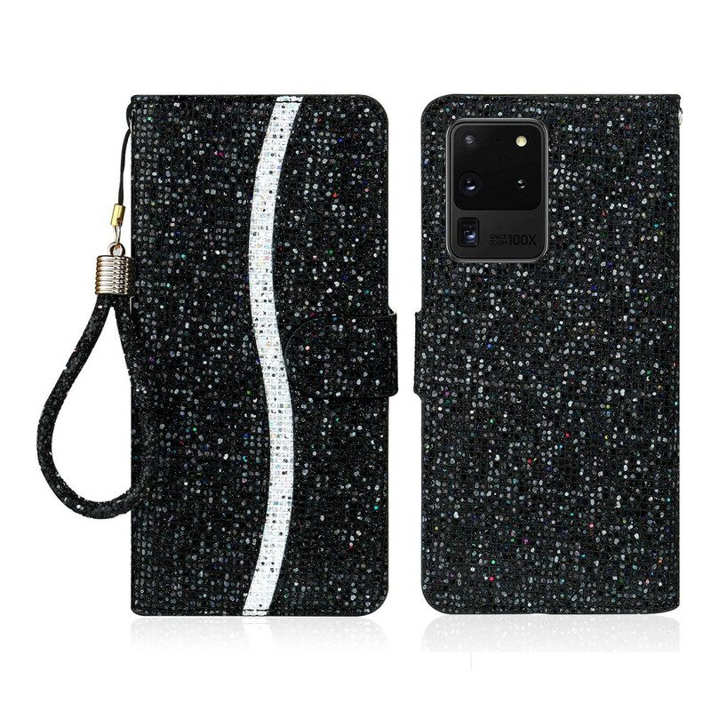 Custodia in pelle Samsung Galaxy S20 Ultra Design A S Con Paillettes
