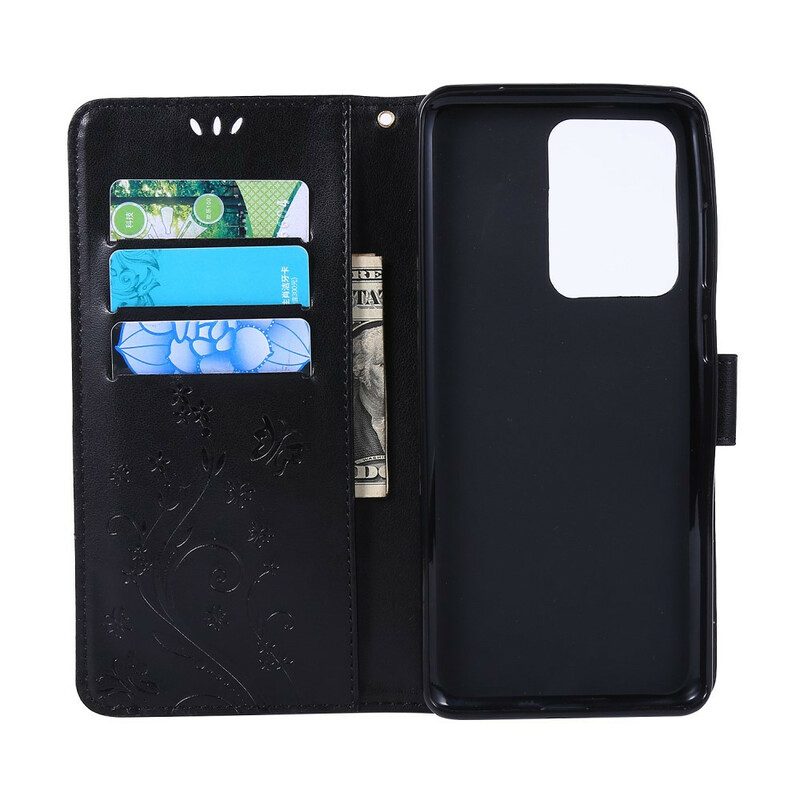 Custodia in pelle Samsung Galaxy S20 Ultra Farfalle Al Vento