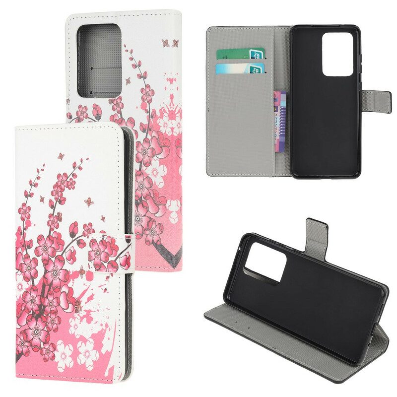 Custodia in pelle Samsung Galaxy S20 Ultra Fiori Tropicali