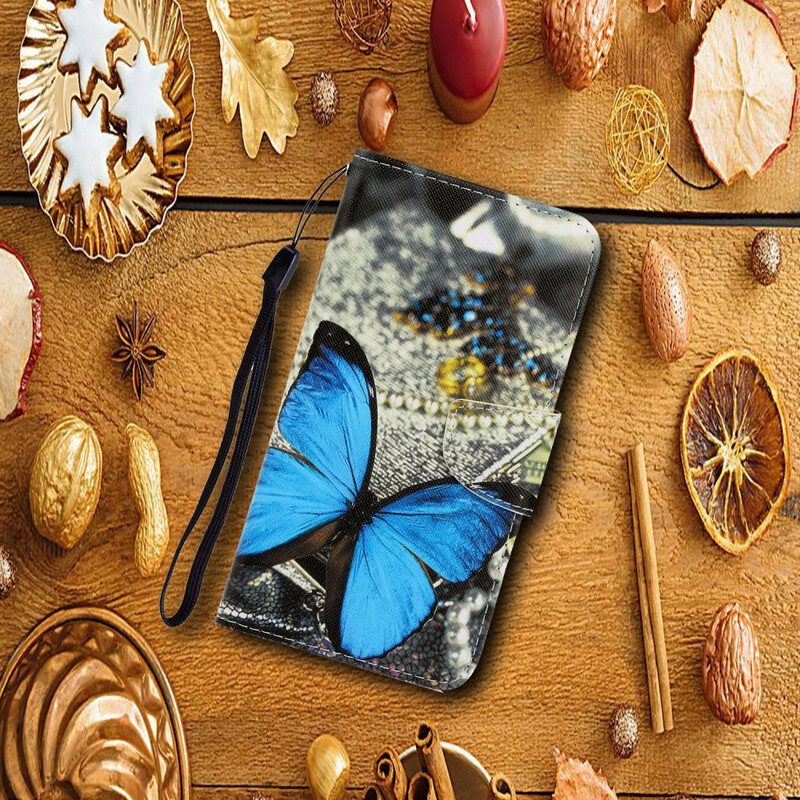 Custodia in pelle Samsung Galaxy S20 Ultra Variazioni Cinturino Farfalle