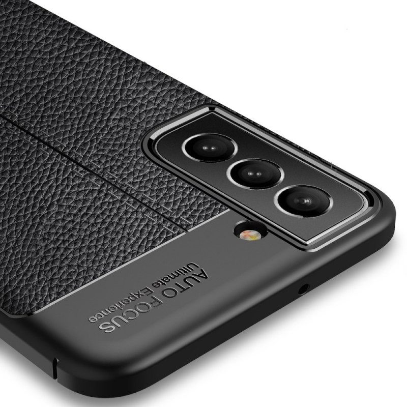 Cover Samsung Galaxy S22 5G Doppia Linea Litchi Effetto Pelle