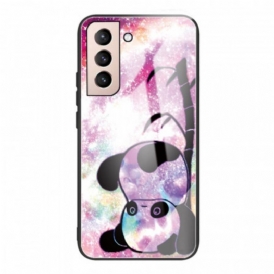 Cover Samsung Galaxy S22 5G Panda E Vetro Temperato Di Bambù