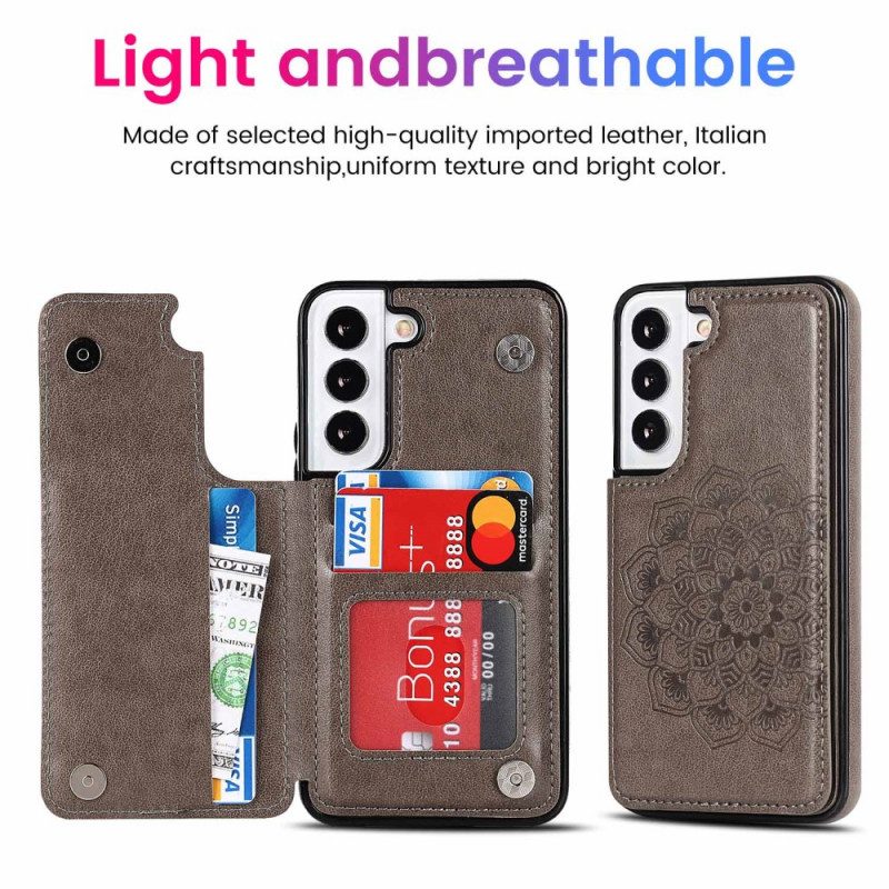 Cover Samsung Galaxy S22 5G Portacarte Con Stampa Mandala