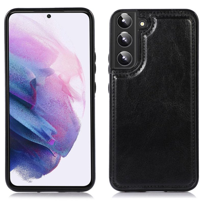 Cover Samsung Galaxy S22 5G Stand Porta Carte Di Design In Pelle