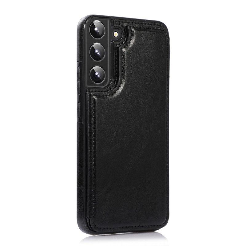 Cover Samsung Galaxy S22 5G Stand Porta Carte Di Design In Pelle
