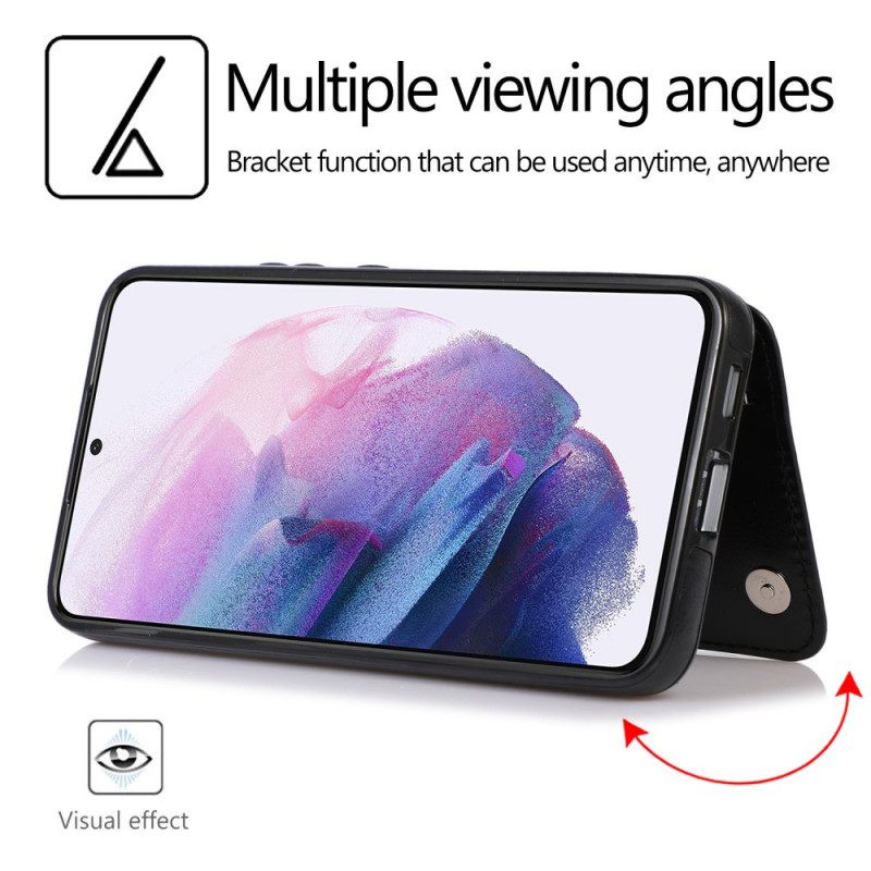 Cover Samsung Galaxy S22 5G Stand Porta Carte Di Design In Pelle