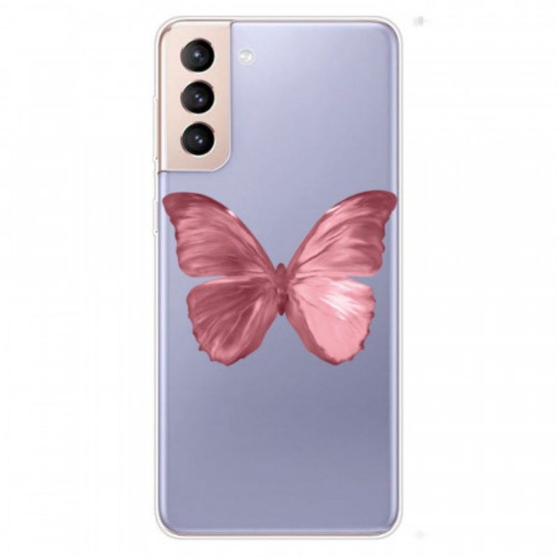 Cover Samsung Galaxy S22 5G Tubo A Farfalla Rosa