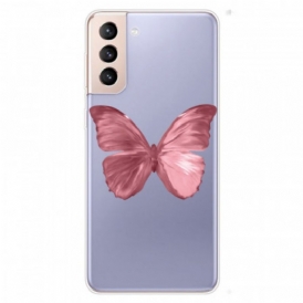 Cover Samsung Galaxy S22 5G Tubo A Farfalla Rosa