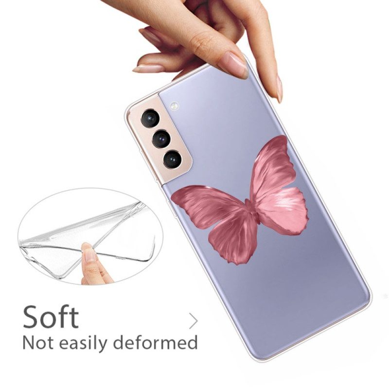 Cover Samsung Galaxy S22 5G Tubo A Farfalla Rosa