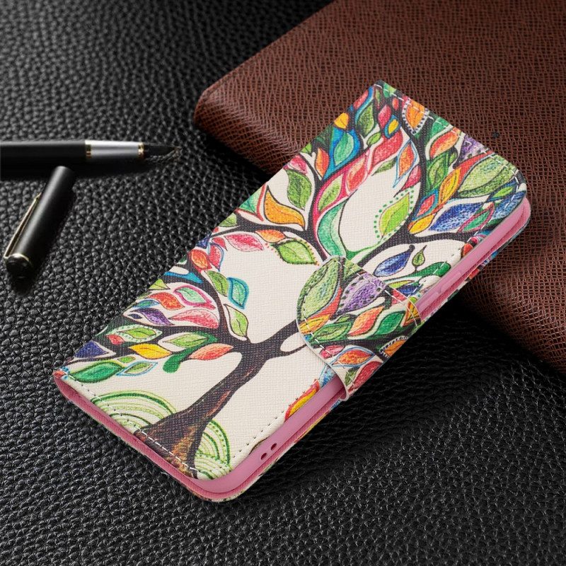 Custodia in pelle Samsung Galaxy S22 5G Albero Colorato