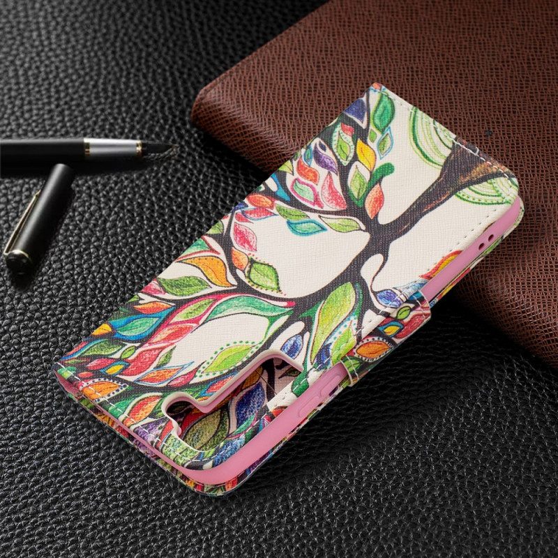 Custodia in pelle Samsung Galaxy S22 5G Albero Colorato