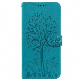 Custodia in pelle Samsung Galaxy S22 5G Albero E Cervo