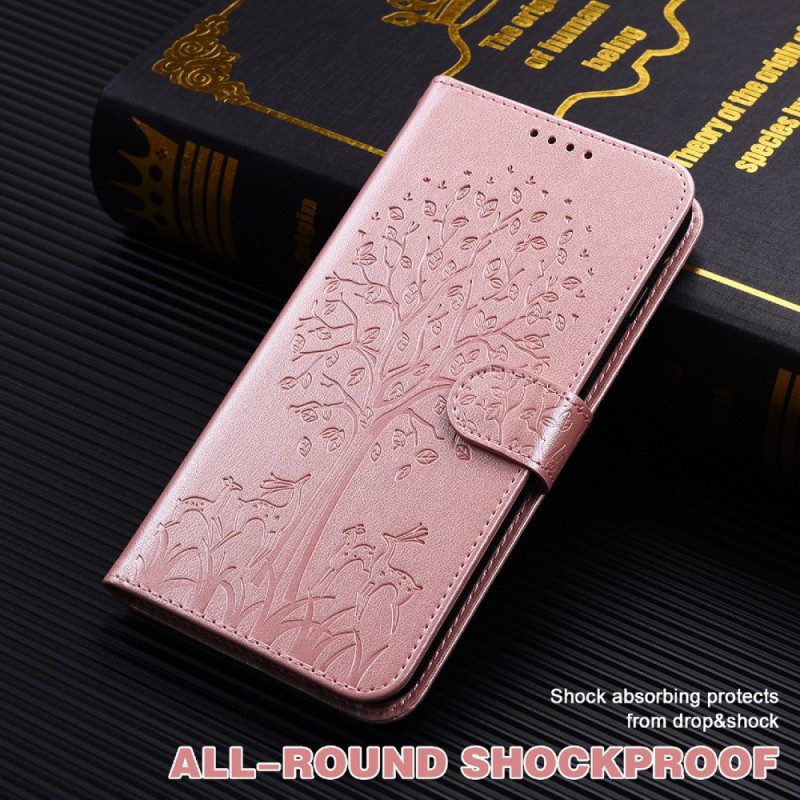 Custodia in pelle Samsung Galaxy S22 5G Albero E Cervo