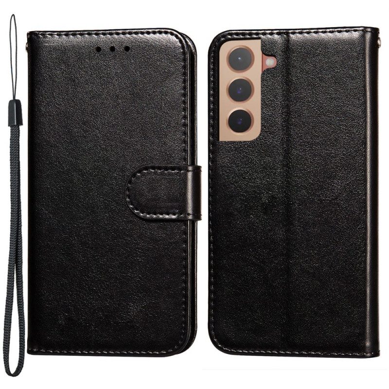 Custodia in pelle Samsung Galaxy S22 5G Cinturino In Tinta Unita