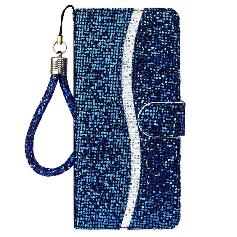 Custodia in pelle Samsung Galaxy S22 5G Design A S Con Paillettes