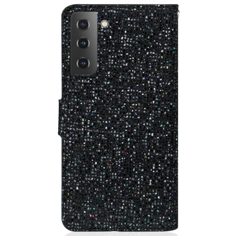 Custodia in pelle Samsung Galaxy S22 5G Design A S Con Paillettes