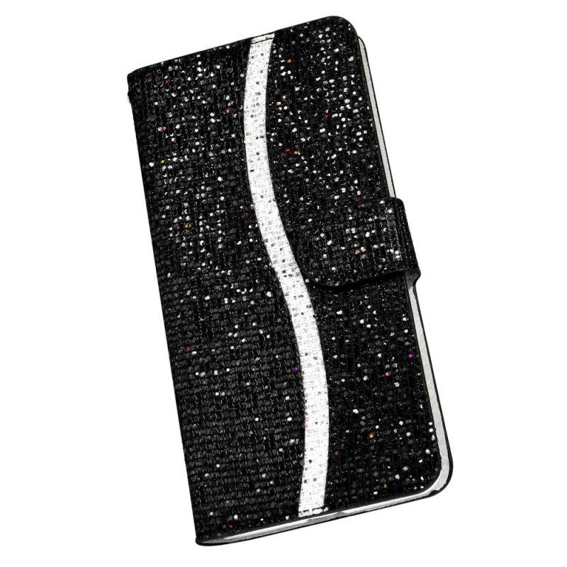 Custodia in pelle Samsung Galaxy S22 5G Design A S Con Paillettes