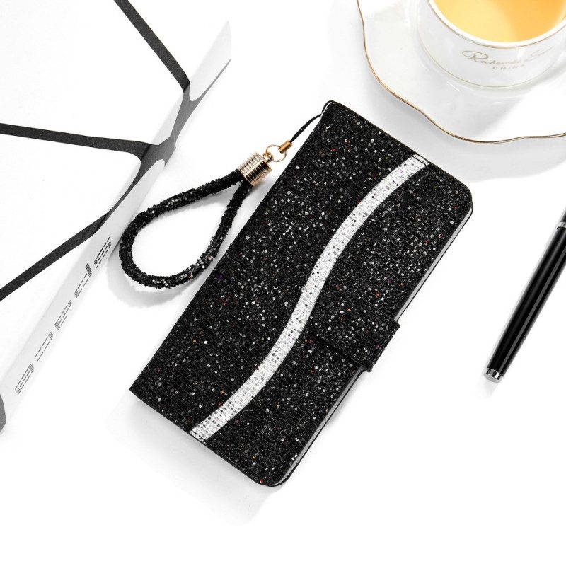 Custodia in pelle Samsung Galaxy S22 5G Design A S Con Paillettes