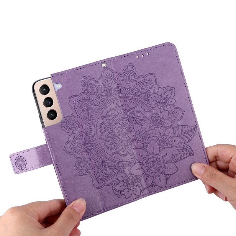Custodia in pelle Samsung Galaxy S22 5G Fiore Mandala