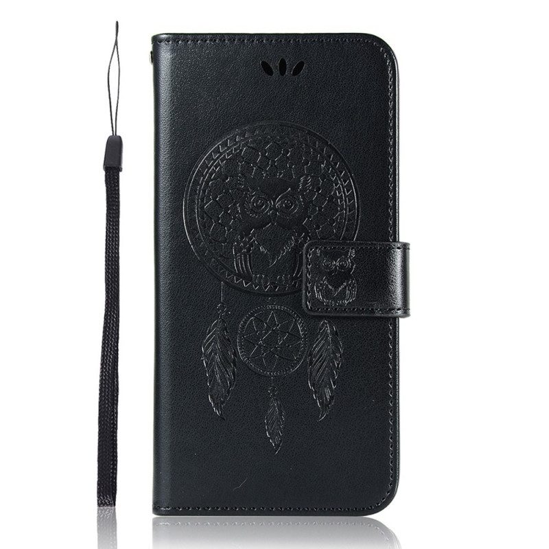 Custodia in pelle Samsung Galaxy S22 5G Gufo Acchiappasogni Effetto Pelle