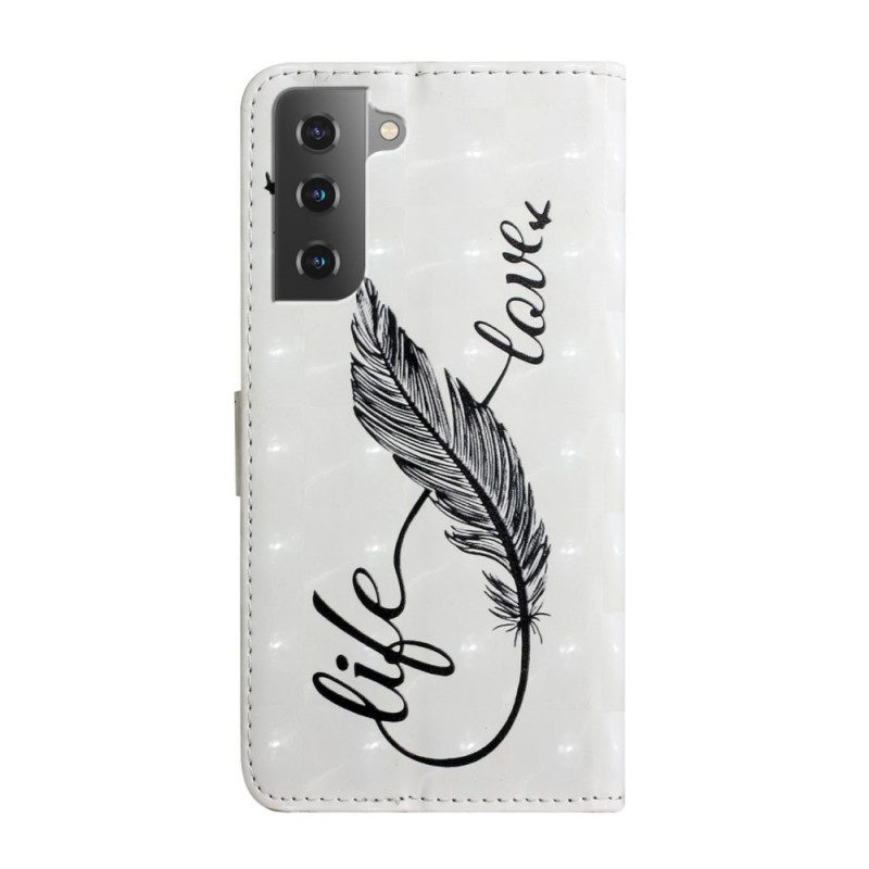 Custodia in pelle Samsung Galaxy S22 5G Piuma Vita E Amore