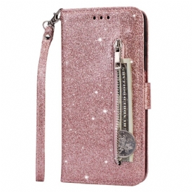 Custodia in pelle Samsung Galaxy S22 5G Portamonete Glitterato
